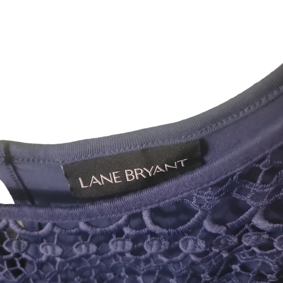 Lane Bryant Top Cold Shoulder Flattering Lace on Chest 3/4 Sleeve Blue Sz 2X - Picture 5 of 9